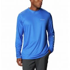 Men's Columbia PFG Terminal Tackle Long Sleeve T-Shirt Vivid Blue -Columbia popular shop unnamed file 1077