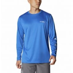 Men's Columbia Terminal Tackle PFG Destination Long Sleeve T-Shirt Vivid Blue/texas Flag -Columbia popular shop unnamed file 1130