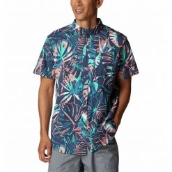 Men's Columbia Rapid Rivers Printed Short Sleeve Shirt Dark Mountain