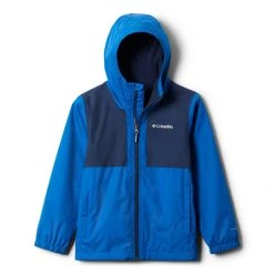 Boys' Columbia Rainy Trails Fleece Lined Rain Jacket Indigo Navy