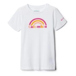 Girls' Columbia Mission Lake Short Sleeve T-Shirt White Brand Rainbow