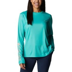 Women's Columbia PFG Tidal Hook-Up Long Sleeve T-Shirt Turquiose Sun -Columbia popular shop unnamed file 1518