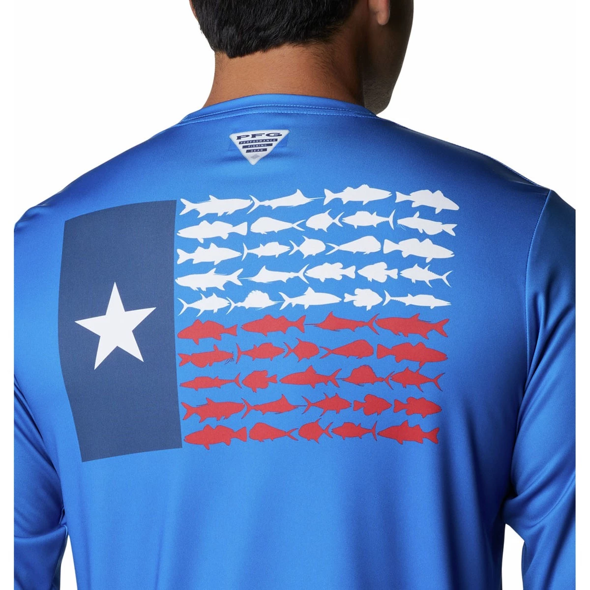 Men's Columbia PFG Terminal Tackle Fish Flag Long Sleeve Shirt Cool Grey/texas Fish 2 Men's Columbia PFG Terminal Tackle Fish Flag Long Sleeve Shirt Cool Grey/texas Fish - Image 2
