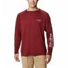 Men's Columbia PFG Terminal Tackle Solid Long Sleeve Shirt Red Jasper