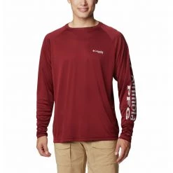 Men's Columbia PFG Terminal Tackle Solid Long Sleeve Shirt Red Jasper -Columbia popular shop unnamed file 1595