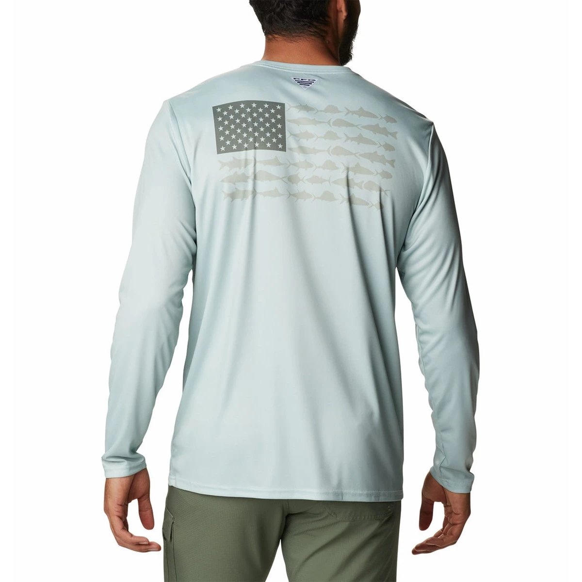 Men's Columbia PFG Terminal Tackle Fish Flag Long Sleeve Shirt Cool Grey/texas Fish 8 Men's Columbia PFG Terminal Tackle Fish Flag Long Sleeve Shirt Cool Grey/texas Fish - Image 8