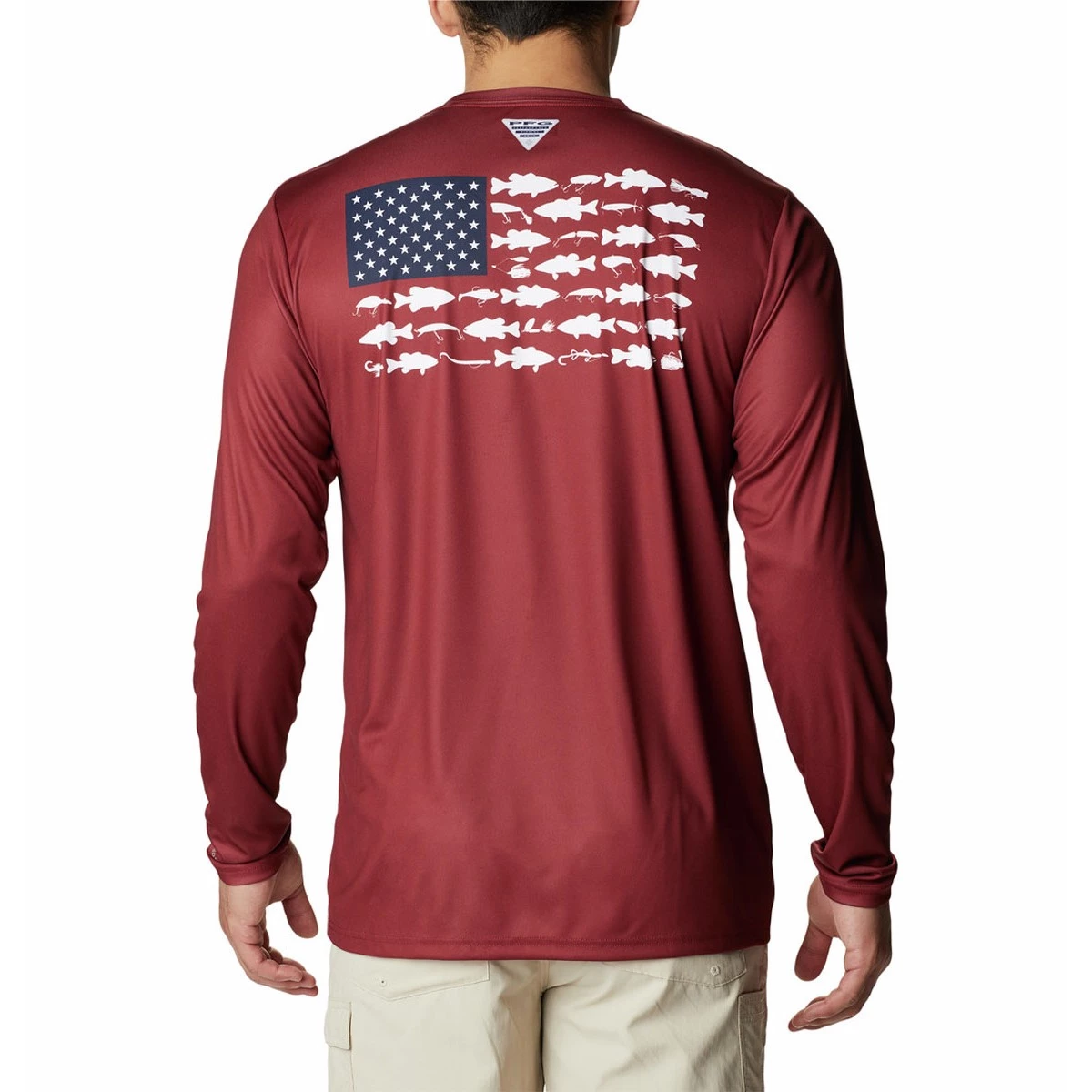 Men's Columbia PFG Terminal Tackle Fish Flag Long Sleeve Shirt Cool Grey/texas Fish 10 Men's Columbia PFG Terminal Tackle Fish Flag Long Sleeve Shirt Cool Grey/texas Fish - Image 10