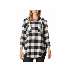 Women's Columbia Anytime Stretch Hooded Long Sleeve Shirt Chalk Buff