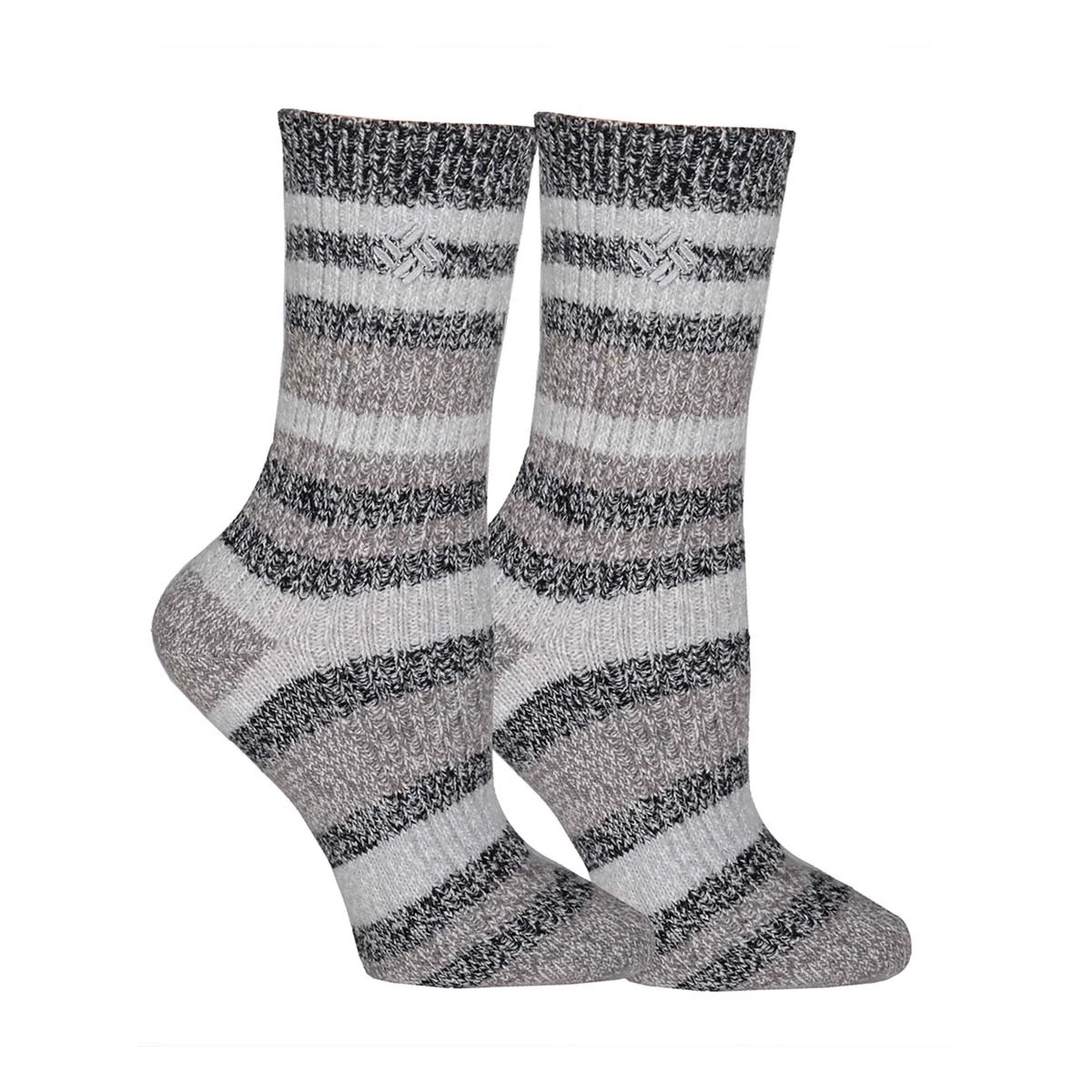 Women's Columbia Canyon Stripe 2 Pack Crew Socks Black 2 Women's Columbia Canyon Stripe 2 Pack Crew Socks Black - Image 2