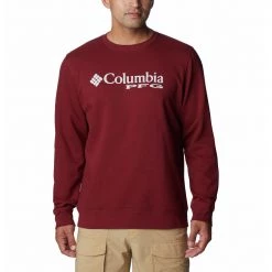 Men's Columbia PFG Stacked Logo Crew Sweatshirt Red Jasper