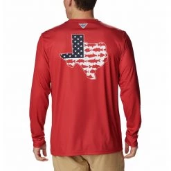 Men's Columbia Terminal Tackle PFG Statetriot Long Sleeve T-Shirt Red Spark