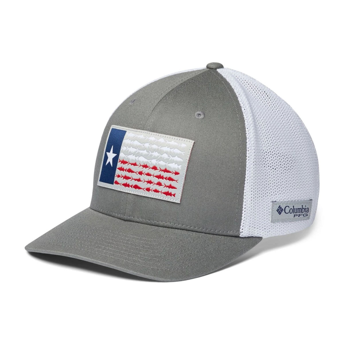 Adult Columbia PFG Fish Flag Mesh High Flexfit Hat Black/texas Fish 7 Adult Columbia PFG Fish Flag Mesh High Flexfit Hat Black/texas Fish - Image 7