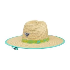 Women's Columbia PFG Baha Straw Sun Hat Turquoise Electric