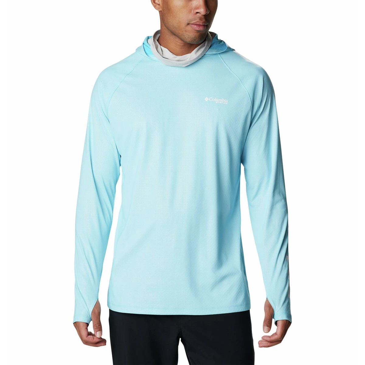 Men's Columbia PFG Terminal Deflector ZERO Hooded Long Sleeve Shirt Vivid Blue 4 Men's Columbia PFG Terminal Deflector ZERO Hooded Long Sleeve Shirt Vivid Blue - Image 4