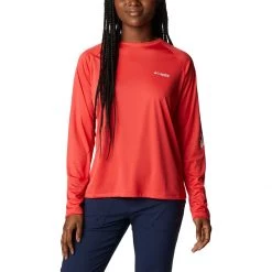 Women's Columbia PFG Tidal Tee II Long Sleeve Shirt White Cirrus Grey -Columbia popular shop unnamed file 297