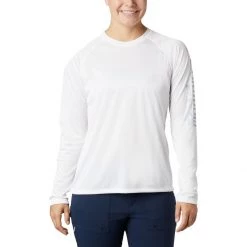 Women's Columbia PFG Tidal Tee II Long Sleeve Shirt White Cirrus Grey -Columbia popular shop unnamed file 299