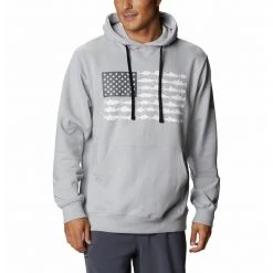Men's Columbia PFG Fish Flag Hoodie Cool Grey/city Grey Fish F