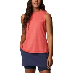 Women's Columbia Sun Trek Tank Top Red Hibiscus Heather -Columbia popular shop unnamed file 76