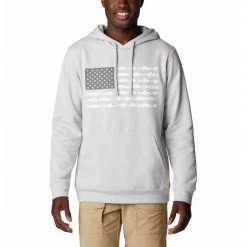 Men's Columbia PFG Fish Flag II Hoodie City Grey/texas
