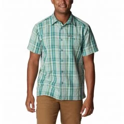 Men's Columbia Lakeside Trail Short Sleeve II Shirt Chalk Madras